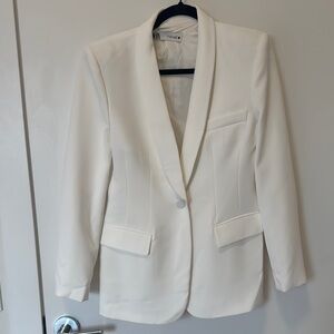 Zara White Blazer Tailored Suit Jacket